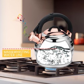 Tea Kettle for Stove Top Whistling Teapot, 3.2Q Tea Pot Stainless Steel Teakettle with Heat Proof Ergonomic Handle