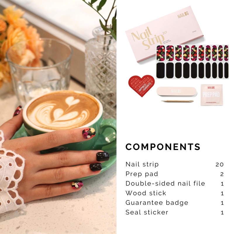 NAILOG Nail Stickers (20 Pieces), Curing Type, Gel Nail Stickers,