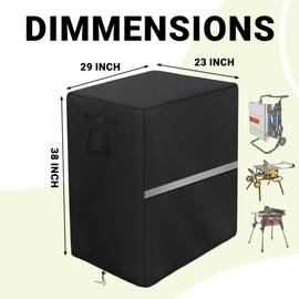 Table Saw Cover Waterproof Outdoor Portable Table Saw Covers with Reflective Strip & Handle, Heavy Duty Protective Cover (Black, 29 x 23 x 38 inch)