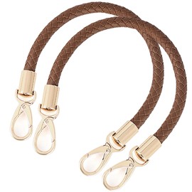 WANYI Pack of 2 40 cm Bag Handles, Leather Bag Straps for Changing, DIY Bag Handles, Shoulder Strap, Replacement Handle for Bags, Handbag, Purse with 2 Gold Carabiner Hooks (Coffee)