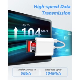 SD Card Reader USB C, 104 MB/S SD Card Reader USB C 2 in 1 with Dual Slot, Micro SD Card Reader Photography Memory Card Adapter, Card Reader USB C - Plug and Play