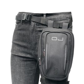 OJ Marsupio da Gamba City Track per Moto, 15x21x5 cm, 1,5 L, con Cover Antipioggia, Nero