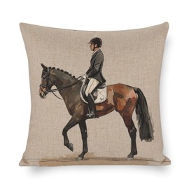 MaSiledy Modern Sofa Throw Pillow Cover Decorative Outdoor Linen Fabric Pillow Case Gifts for Horse Lovers Pillow Protector Horse Riding Equestrian Throw Pillow Covers Decor for Sofa Couch 18"x18"