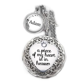 Your Choice Name Memorial Locket, A Piece of My Heart Is In Heaven, Sympathy Gift, Remembrance Necklace
