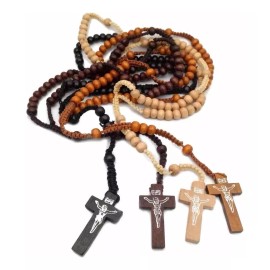 JyJb 12 Rosarios De Madera Recuerdo Comunion Bautizo Boda Mayoreo