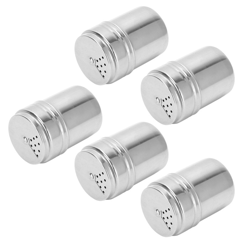 5PCS Seasoning Bottle Stainless Steel Spice Shaker with Rotating Cover