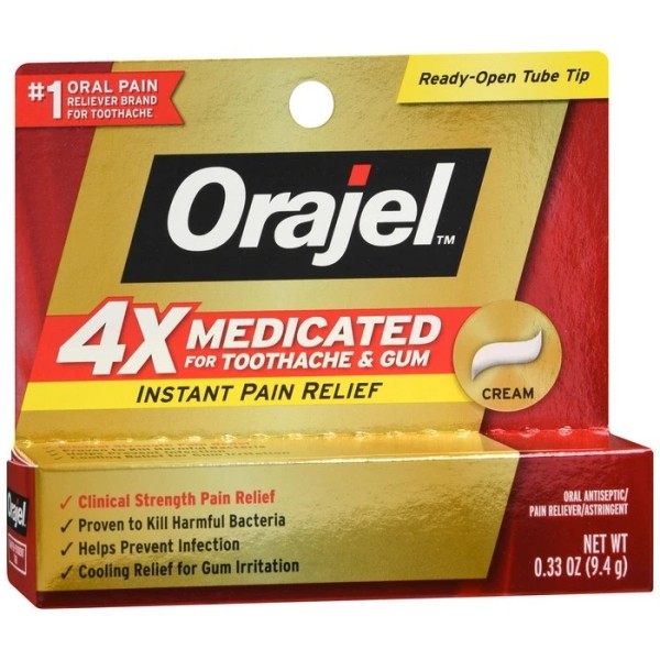 Orajel 4X Medicated Toothache & Gum Cream Maximum Strength 0.33
