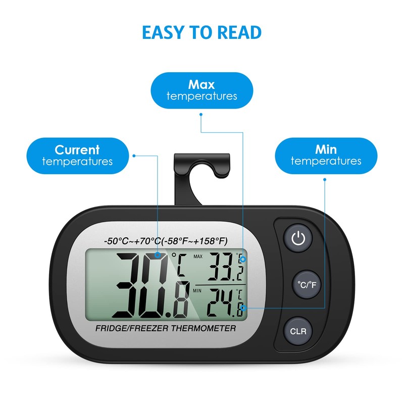 【2 Pack】Brifit Digital Fridge Thermometer, Freezer Thermometer Temperature Monitor with