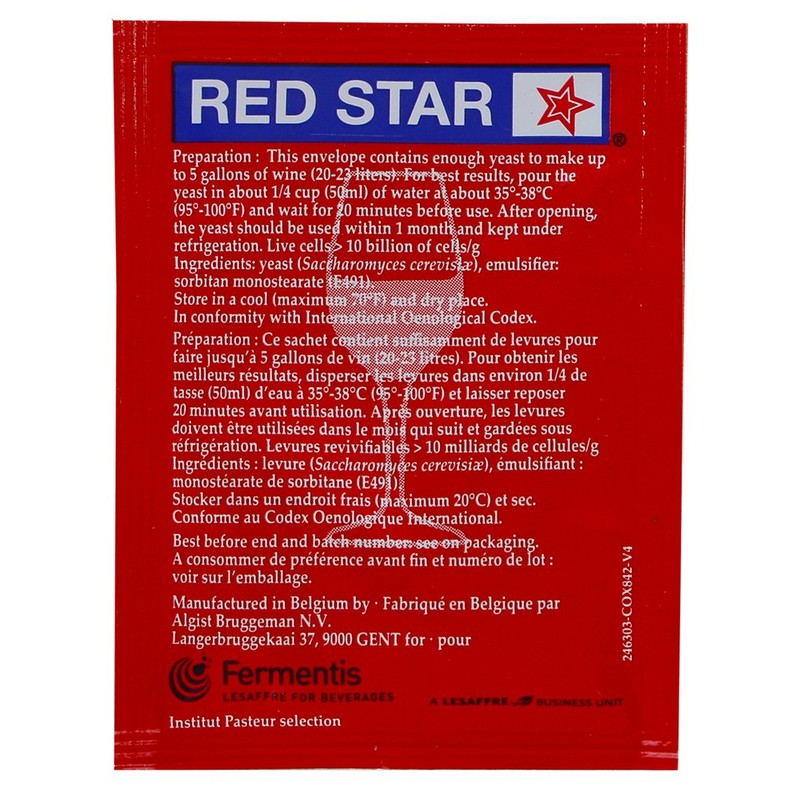 Red Star Premier Rouge formerly Pasteur Red Dried Wine Yeast