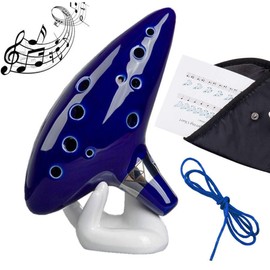 Zelda Ocarina - OASMU 12 Hole Legend of Zelda Ocarina of Time, Zelda Alto C Triforce, Link Cosplay Ceramic Replica - Blue