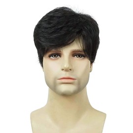 Lydell Men Wig Short Straight Brown Wig Mature Style Synthetic Hair for Daily Use Cosplay (Dark Brown)