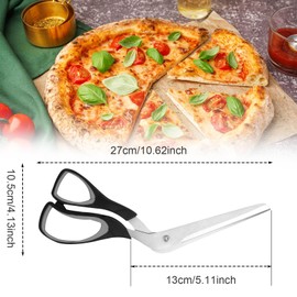 TNOMSNO Pizza Scissors, Pizza Cutter, Multifunctional Kitchen Scissors, Easy to Use and Clean Pizza Scissors, 27 cm Pizza Scissors for Crepes, Pies and Pizzas (Black)