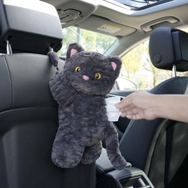 Tissue Box Cover Plush Tissue Box Holder for Car, Home, Decorative Holder/Organizer for Bathroom Vanity Countertop, Nightstands, Office Desk-Cat