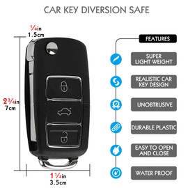 2 Pack Remote Fake Car Key Secret Safe, Portable Secret Hidden Pill Container, Diversion Safe Compartment Container to Hide Pills Jewelry or Valuables