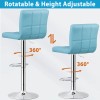 SEGAWE Blue Square PU Leather Adjustable Bar Stools Counter Height
