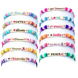 Latocos 12 PCS Kids Friendship Bracelets for Girls Toddler Unicorn Preppy Bracelets Jewelry Clay Beaded Adjustable Bracelet Birthday Party Favors Gifts (Unicorn 2)