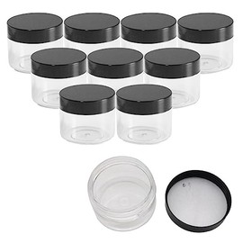 12Pcs 30ml/30g Empty Plastic Cosmetic Jars Clear Round Plastic Jars with Black Screw Lids Makeup Cream Sample Containers Pots Bottles for DIY Travel Creams Powder Lip Balm Samples