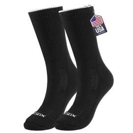 SAMSOX Merino Wool Steel Toe Boot Socks, Made in USA, Black M