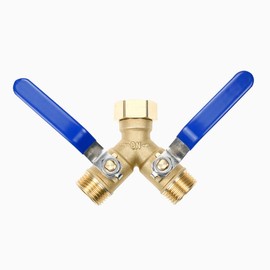 BH Water Hose Splitter 2 Way Heavy Duty，3/4" Water Spigot Splitter High Flow Spigot Brass Garden Hose Splitter with Stainless Steel Handle for Outdoor Faucet, Lawn, Garden Irrigation & Car Washing