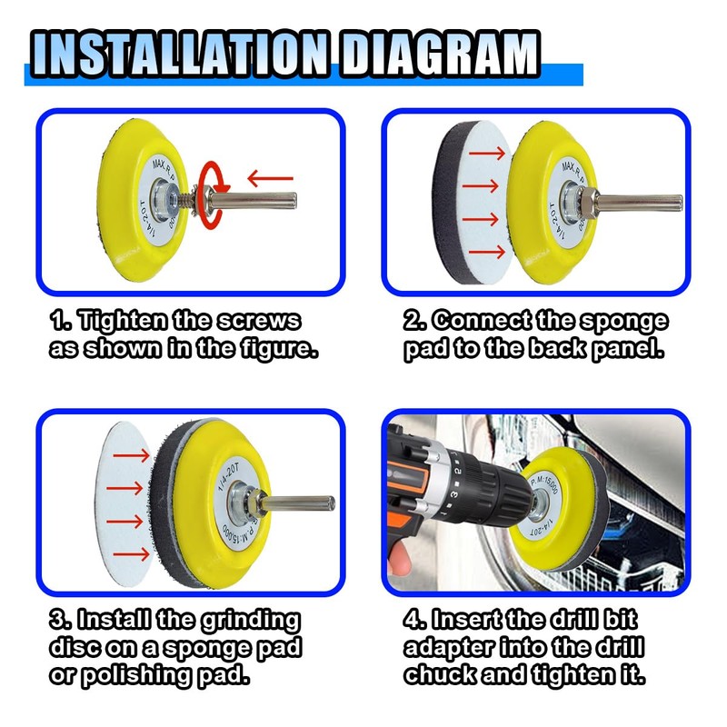 2PCS 3" Hook and Loop Sanding Pad Polishing Tool Kit