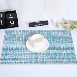 Place Mats for Table Set of 6 - Heat Resistant Non Slip Waterproof and Washable Dinner Placemat for Dining Kitchen Light Blue