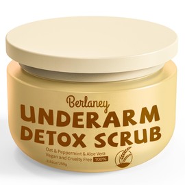 Oat Armpit Detox Scrub 8.8 oz with Peppermint, Aloe Vera and Walnut Shell Powder, Underarm Scrub Helps on Removing Odor, Deep Cleanse & Exfoliating, for Legs, Knee, Feet, Hands Whole Body, Armpit