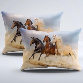 IUNTWEIE Horse Bed Linen 135 x 200.3D Horse Pattern Bedding Sets with Zip, Super Soft Comfortable Microfibre Bed Linen with 2 Pillowcases 50 x 75 (Horse-1, 135 x 200 cm)