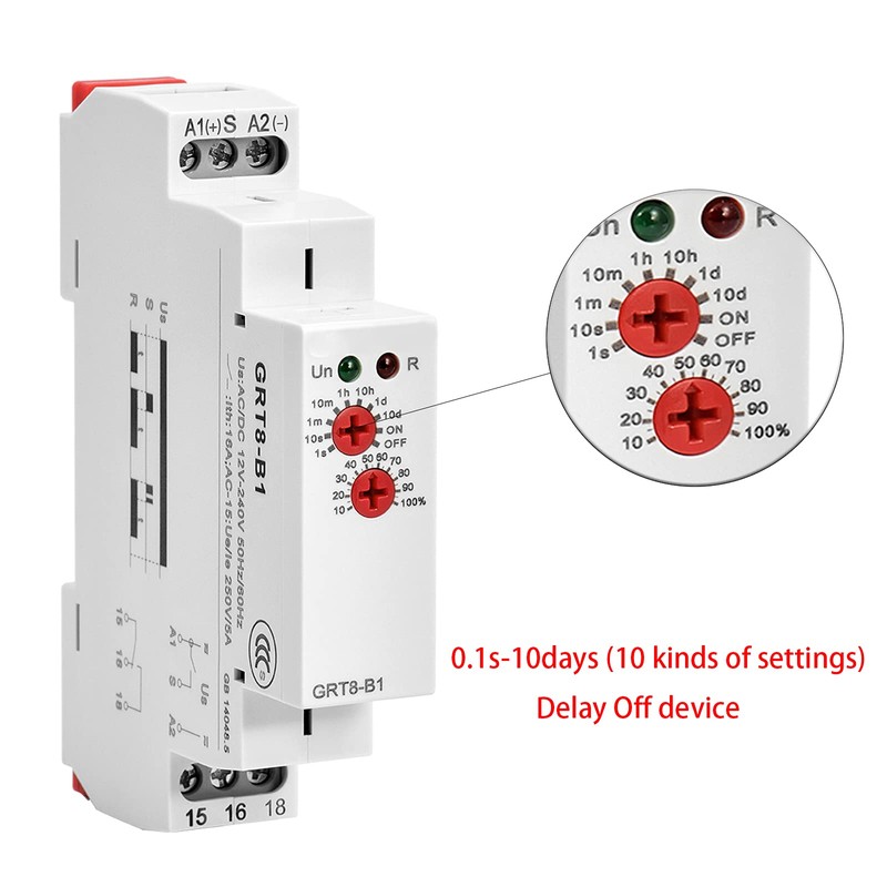 LNKWEL GRT8-B1 Delay Off Time Relay 0.1s-10day Delay 16A AC/DC