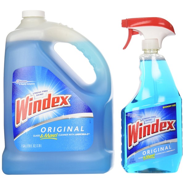 Windex Original Glass & More Cleaner Trigger Spray 946mL/1 Qt + Refill 1 Gallon