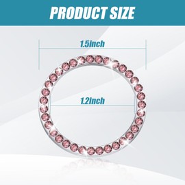 2 Pcs Crystal Rhinestone Car Engine Start Stop Decoration Ring, Push to Start Button Cover, Bling Car Accessories for Women, Key Lgnition Starter Knob Ring (Pink)