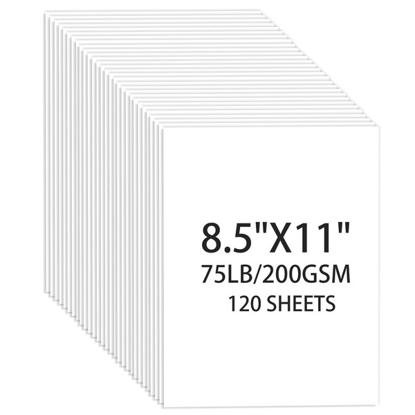White Cardstock 8.5 X 11, 120 Sheets Card Stock, 75lb/