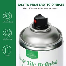 styleonme Tub and Tile Spray Paint Black, 450ml 1 pack, Diy Countertop Paint kit, Suitable for Ceramic, Porcelain, Fiberglass, Bathtub, Tile, Bathroom wall Repair Spray Paints