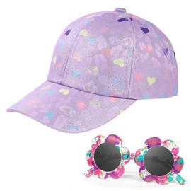 BTHRORO Kinder Baseball Cap Sonnenbrille Set, Liebevoll Verstellbarer Baseballkappe Schutz Sonnenhut Polarisierte Sonnenbrill Sommer Sonnenschutz Zubehör für Mädchen Jungen Geschenke