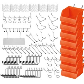 HORUSDY 150-Piece Pegboard Hooks Assortment, Pegboard Accessories with Pegboard Bins for Organizing Various Tools