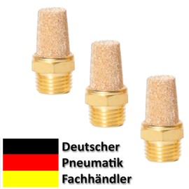 Pneumatic Silencer Made of Sintered Bronze 1/4 Inch Set of 3 Compressed Air Silencers Industrial Quality (3, 1/4 Inch)