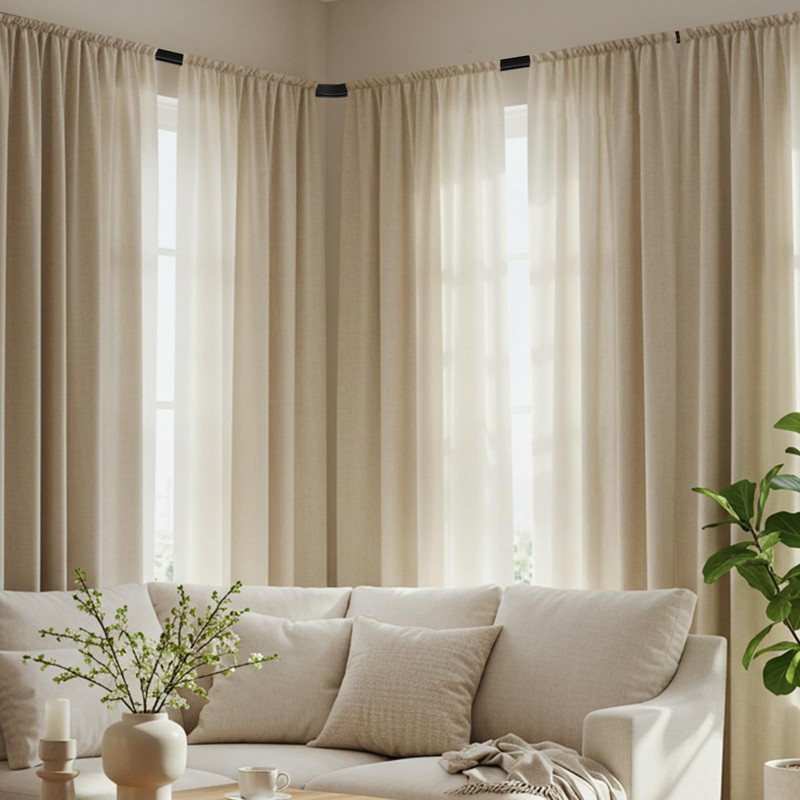 Juexica 3ft-16.4ft / 5 Meter Curtain Track Set with 90°