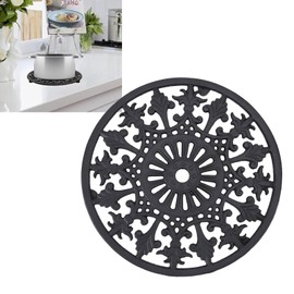 Sunicon Cast Iron Trivet, Vintage Anti Slip Round Heavy Duty Hot Dish Pot Pan Holder Stand Rustic Cast Iron Hot Dish Plate Holder for Kitchen Dining Table Countertop Cooktop