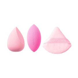 Trio de esponjas Blend & Set Trio Beauty Creations Juego de 3 Piezas de Esponjas de Mezcla Sin Látex y Puff Triángulo, Rosa