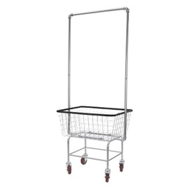 Gdrasuya10 Wire Laundry Basket on Wheels Heavy Duty Rolling Laundry Cart Commercial Steel Laundry Basket Cart with Hanging Bar 5'' Casters Utility Industrial Basket Cart, 27" x 22" x 67"