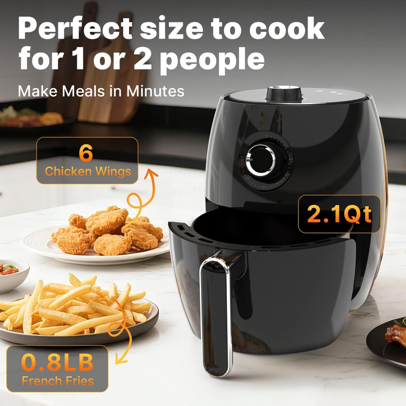 Compact Air Fryer Small, 2.1QT, 4-in-1 Small Mini Airfryer Compact,