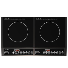 SUNVIVIPRO Commercial Double Burner Electric Induction Cooktop, 1000W+800W Dual Induction Hot Plate, 8 Power & 8 Temp Setting, Professional Countertop Burner Stove with Timer, LED Screen, Black