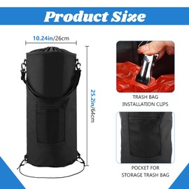 Boat Trash Can, 45-59L Leakproof Portable 600D Garbage Bag Boat Pontoon, Reusable Fast Cleaning Pontoon Boa-t Accessories, for Fishing, Sandbar, Camping, Kayak, Marine RV