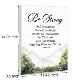 Gwisml Be Strong And Courageous Inspirational Bible Verse Canvas Wall Art,Joshua 1:9 Motivational Scripture Print Painting Artwork for Christian Home Office Bible Verse Wall Decor