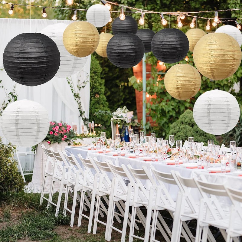 Pack of 15 Paper Lanterns, Round Lampshade, Paper Lantern, Colourful