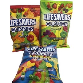 Lifesavers Gummies, Collisions, Sours and Original Flavors 7oz 3 Bags by Life Savers
