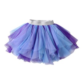 DXTON - Falda tutú para niñas para fiestas de niños pequeños, trajes de tul multicolor para 3-10 años, Azul, 7 Años