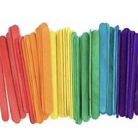 100 Natural Wood Multi-colored Popsicle Sticks School Arts Crafts 3/8X4.5” Color
