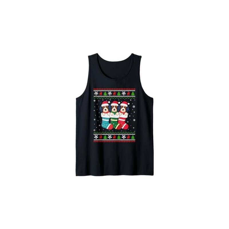 Ugly Xmas Sweater Havanese Dog In Christmas Socks Tank Top