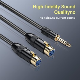 PNGKNYOCN 1/4 TRS to Dual XLR Y-Splitter Cable，6.35mm (1/4 inch) TRS Male to Dual XLR Female Balanced Interconnect Stereo Audio Patch Cable（0.5M/1.6FT）