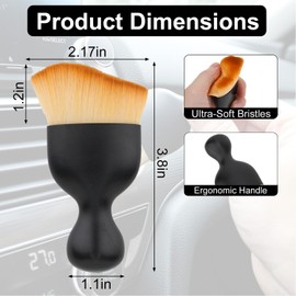 Cartisen Car Detailing Brush, Soft Bristle Cleaning Brush, Scratch-Free Auto Duster Tool for Dashboard, Air Vents, Leather & Interior Cleaning (Black&Brown)